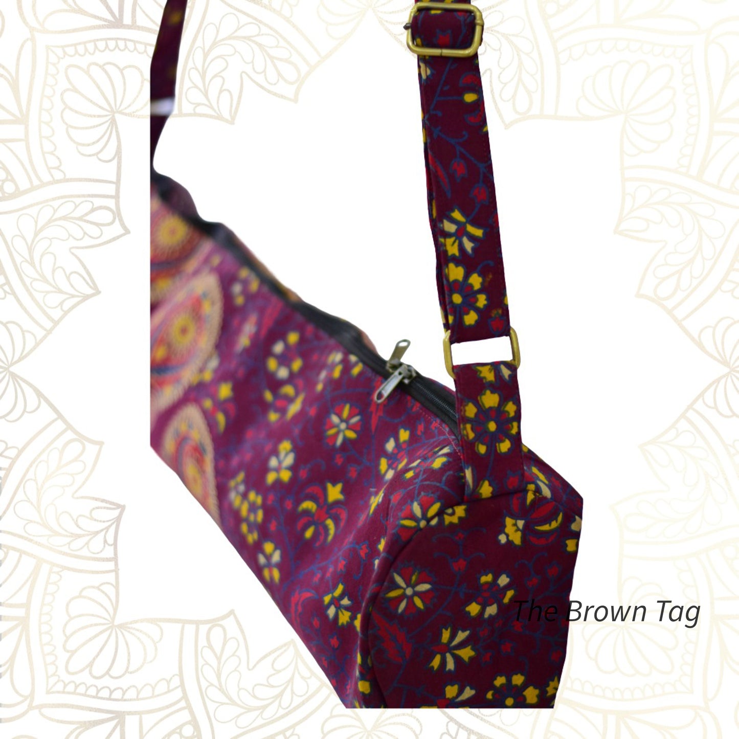 Mandala design Yoga mat bag - shades of maroon
