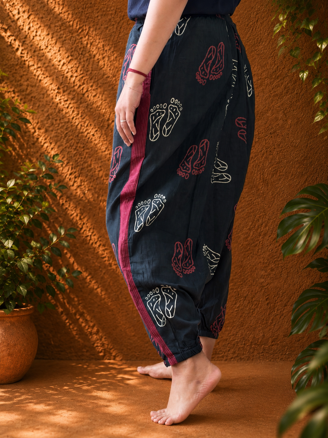 Black block printed Harem pants