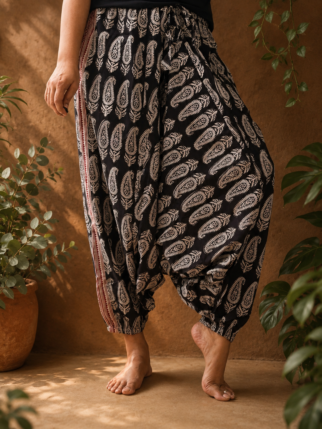 Black with paisley Harem pants