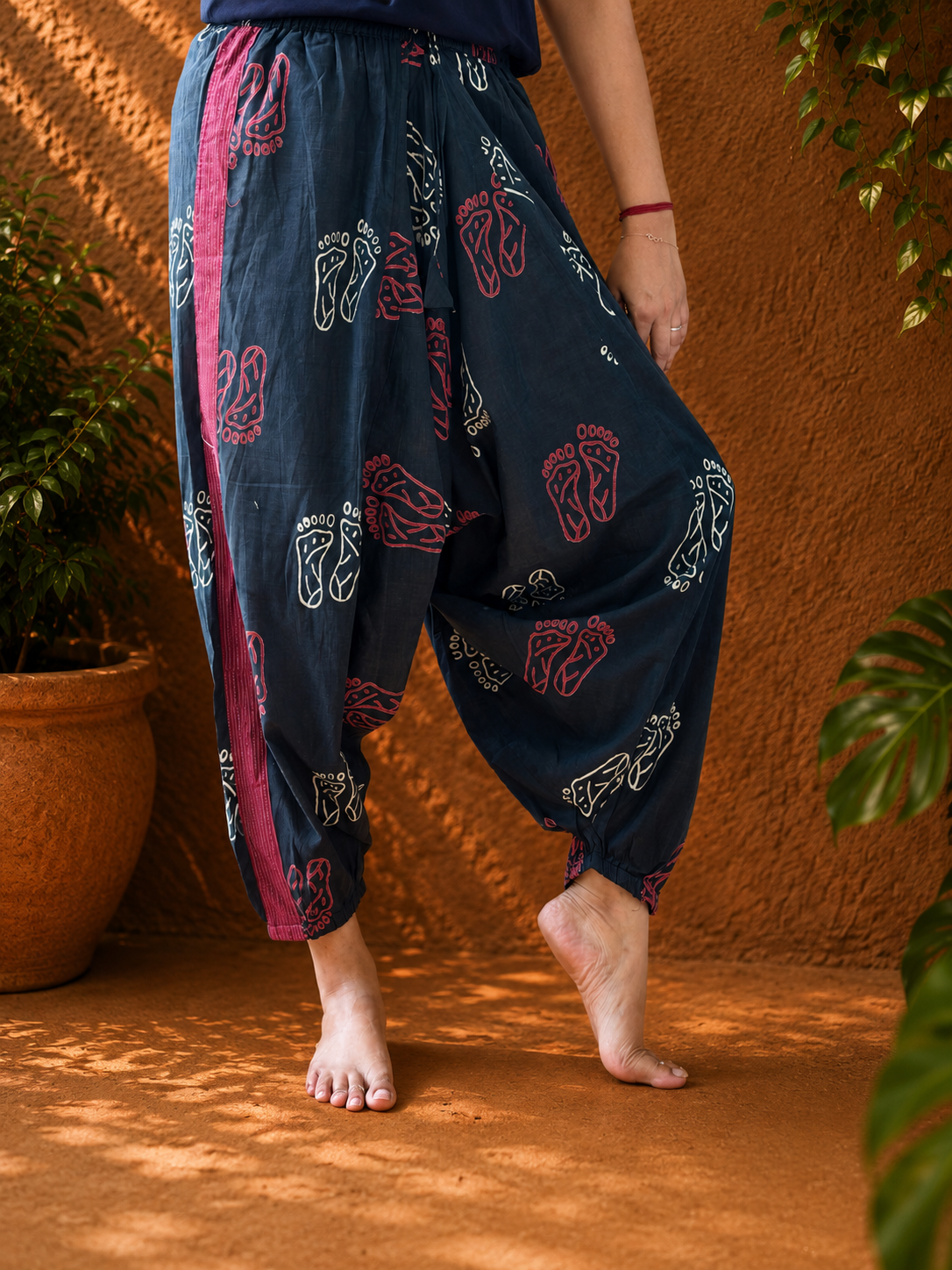 Black block printed Harem pants