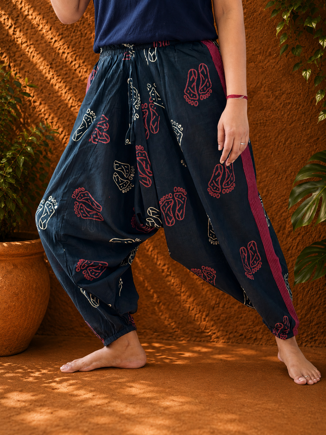 Black block printed Harem pants