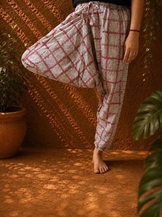 Red and white checkered Harem pants