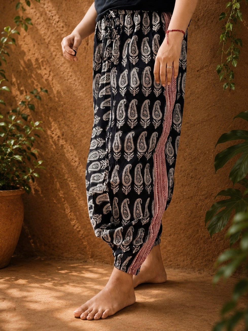 Black with paisley Harem pants