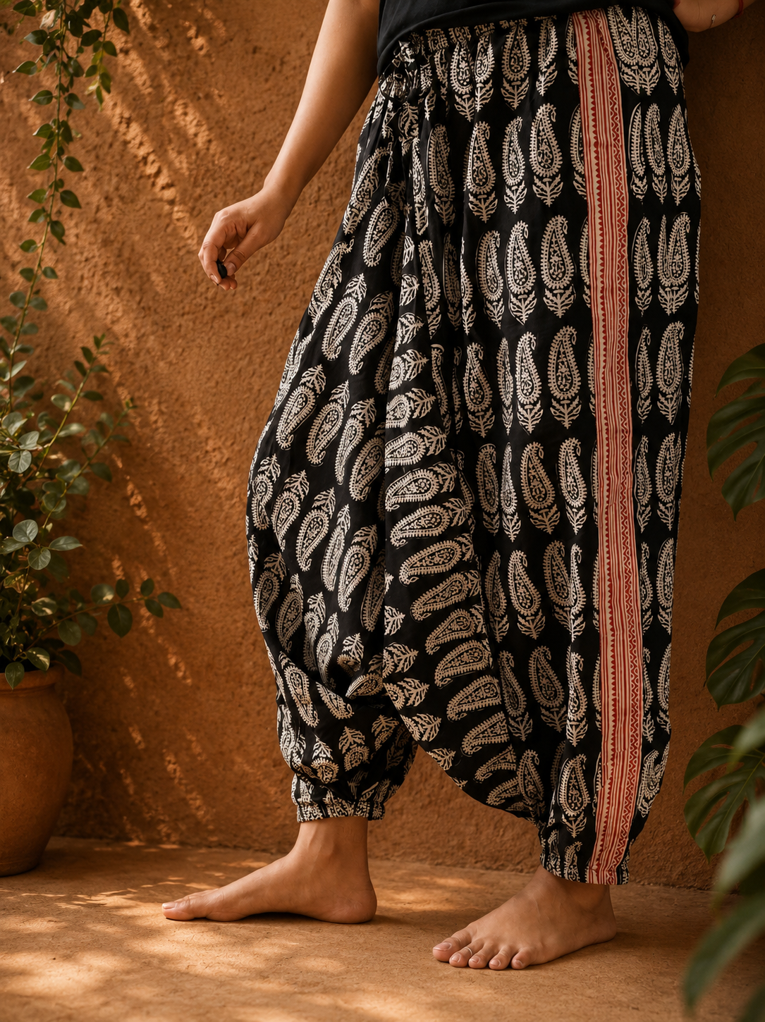 Black with paisley Harem pants