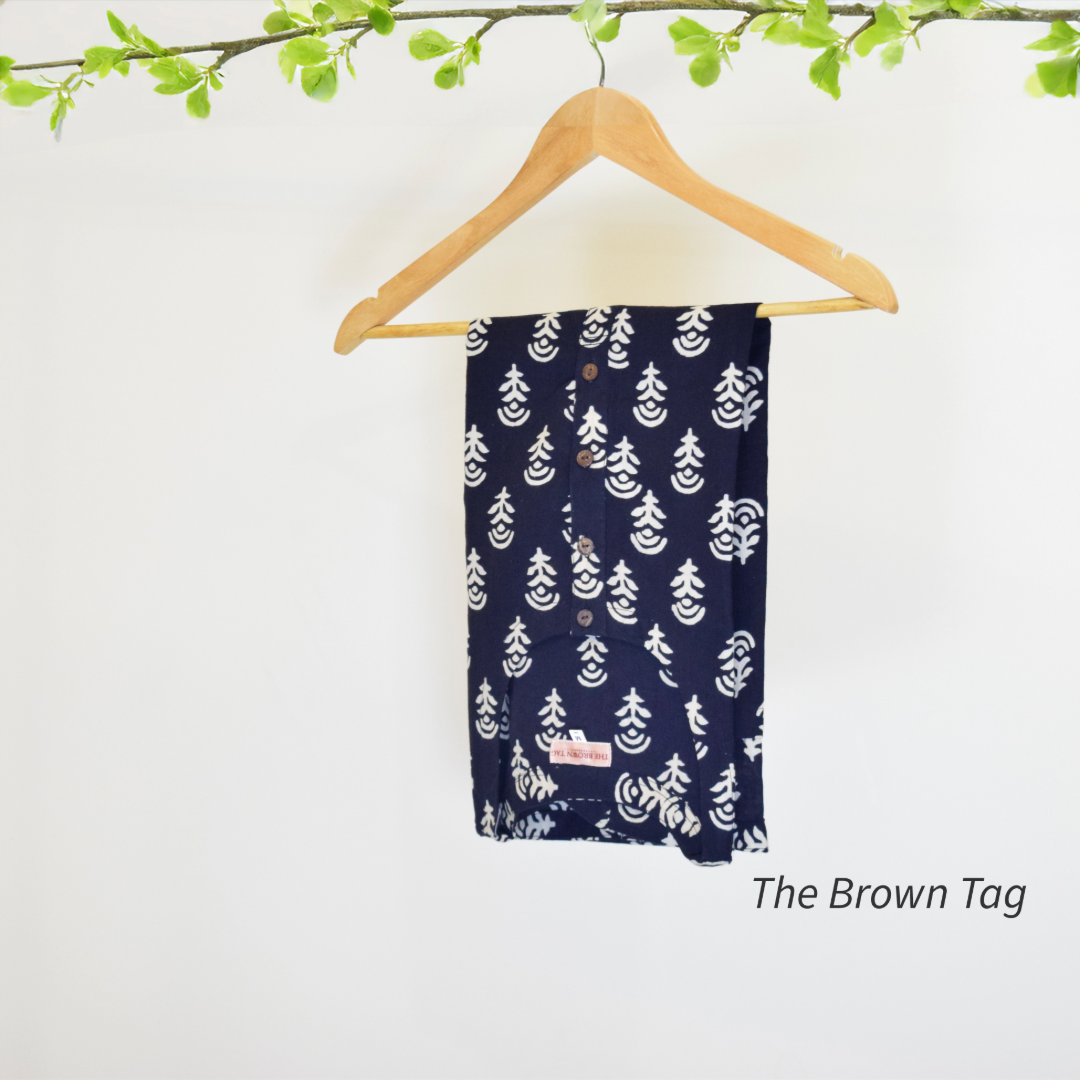 Black color block printed Short kurthi