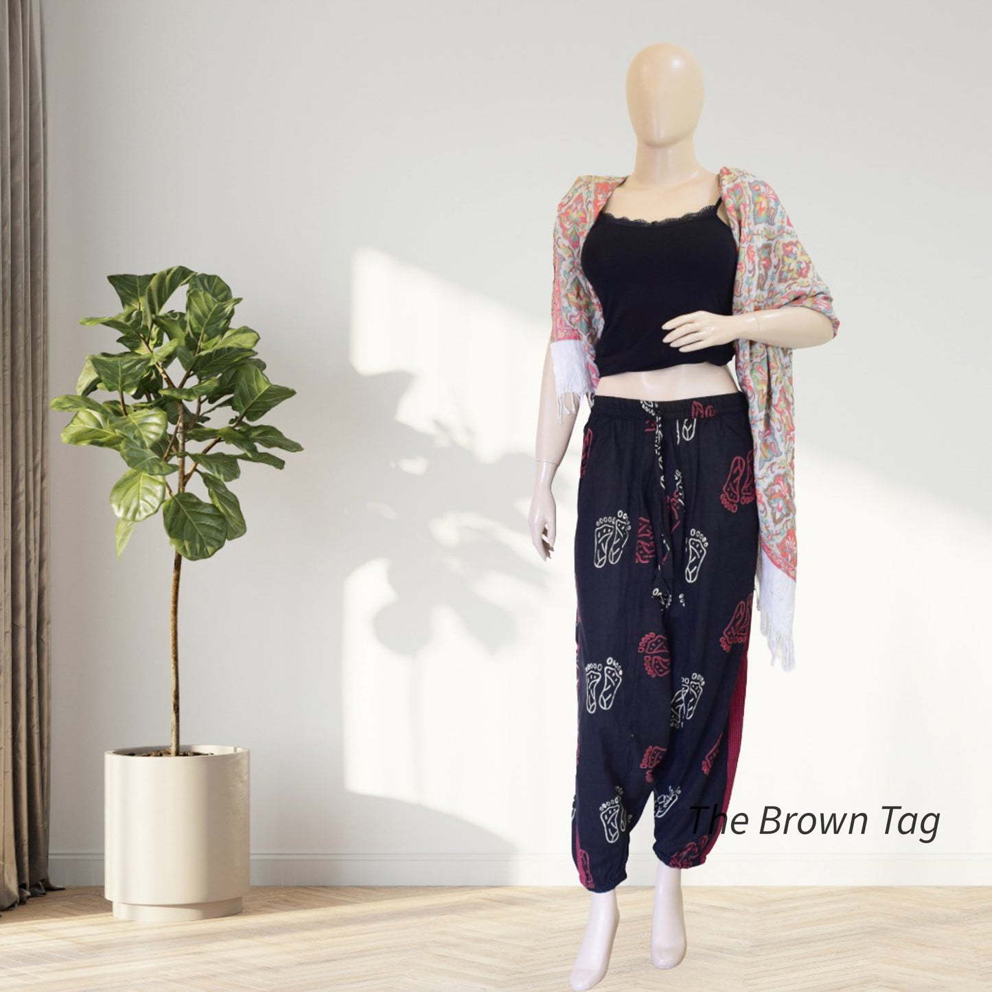 Black block printed Harem pants