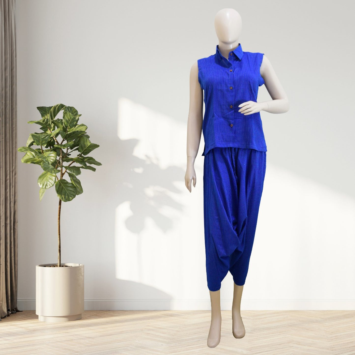 Blue kantha weave co-ord set