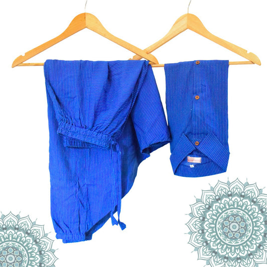 Blue kantha weave co-ord set