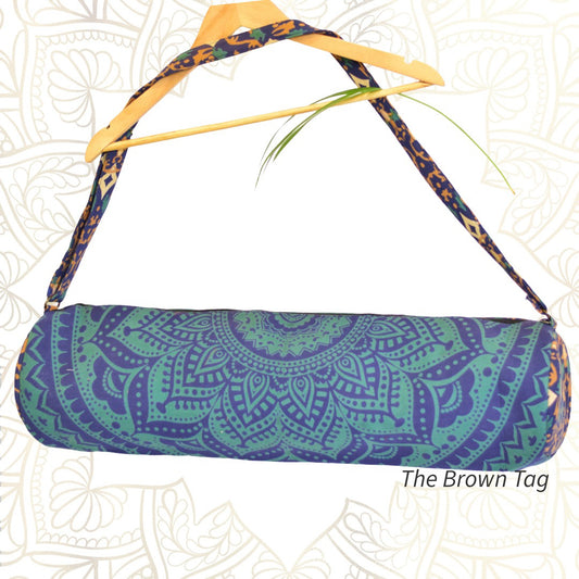 Mandala yoga mat bag - Blue and green