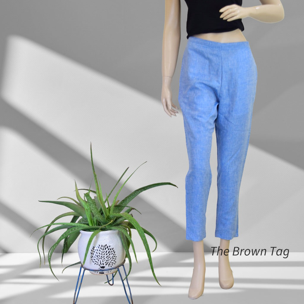 Blue plain hemp pants