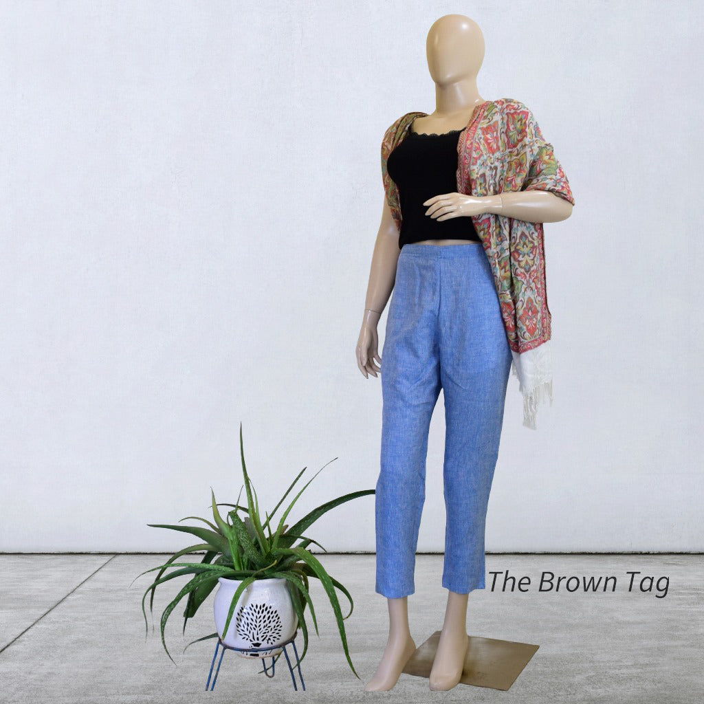 Blue plain hemp pants