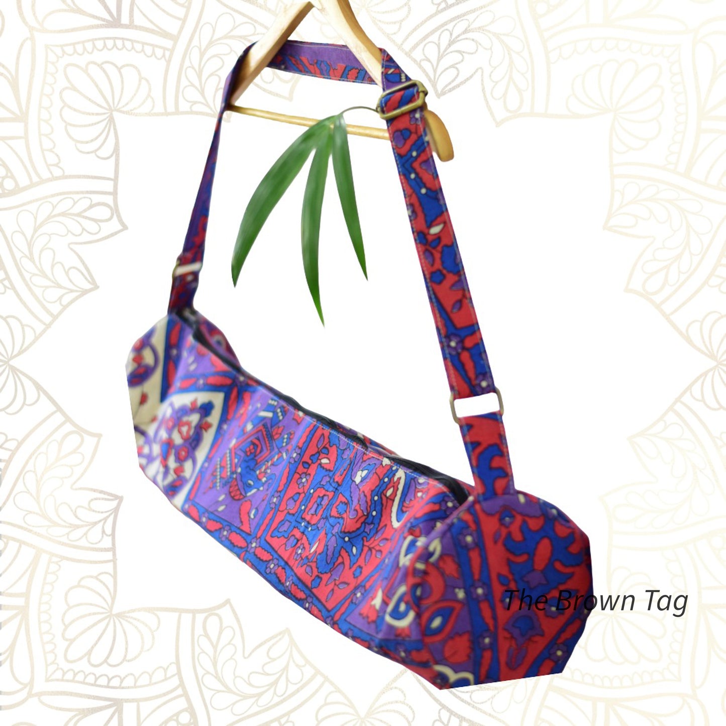 Mandala design yoga mat bag - blue and red