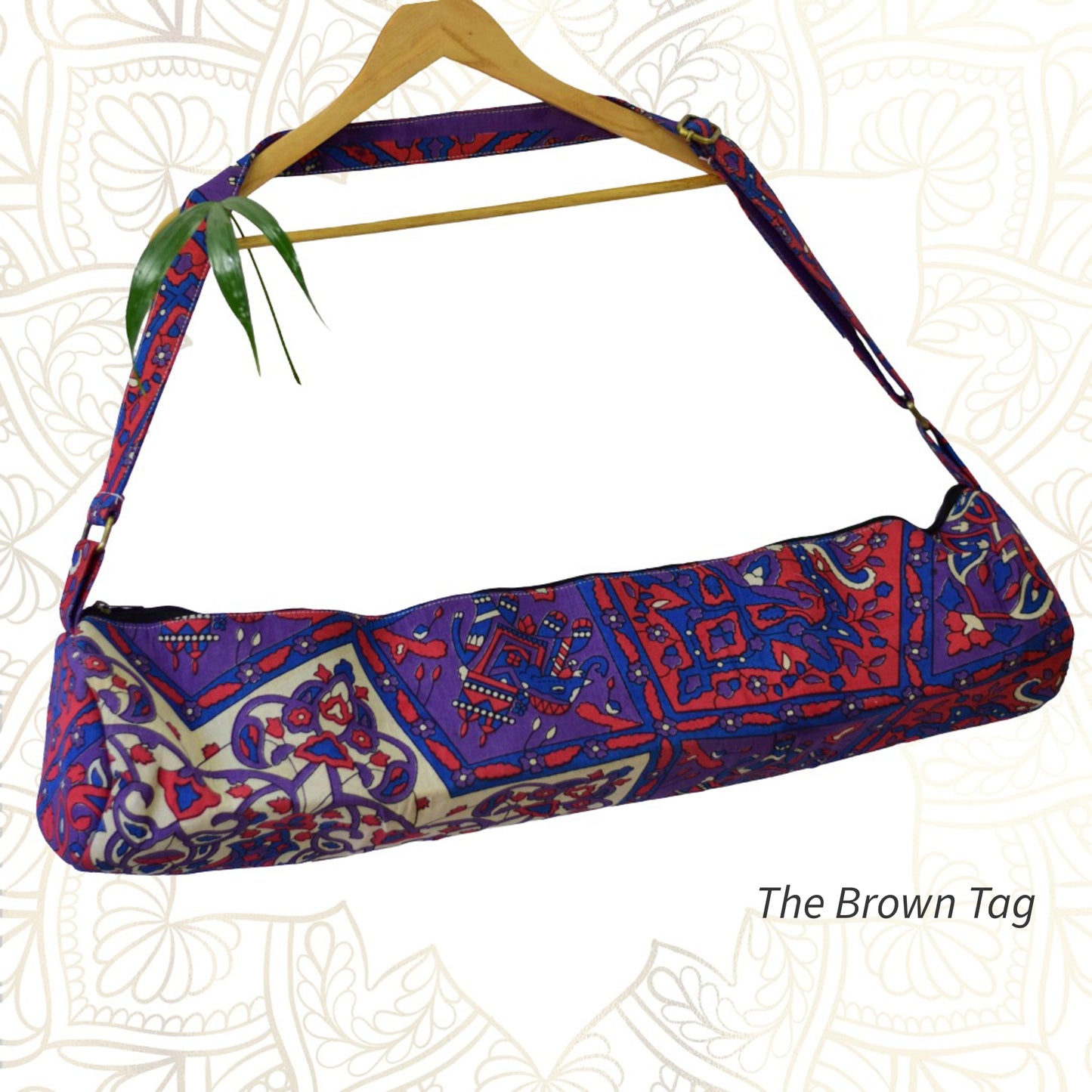 Mandala design yoga mat bag - blue and red