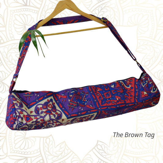 Mandala design yoga mat bag - blue and red