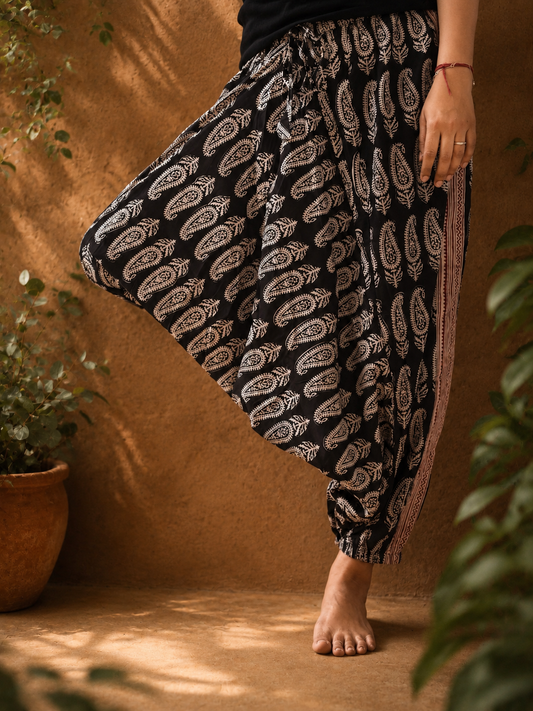 Black with paisley Harem pants
