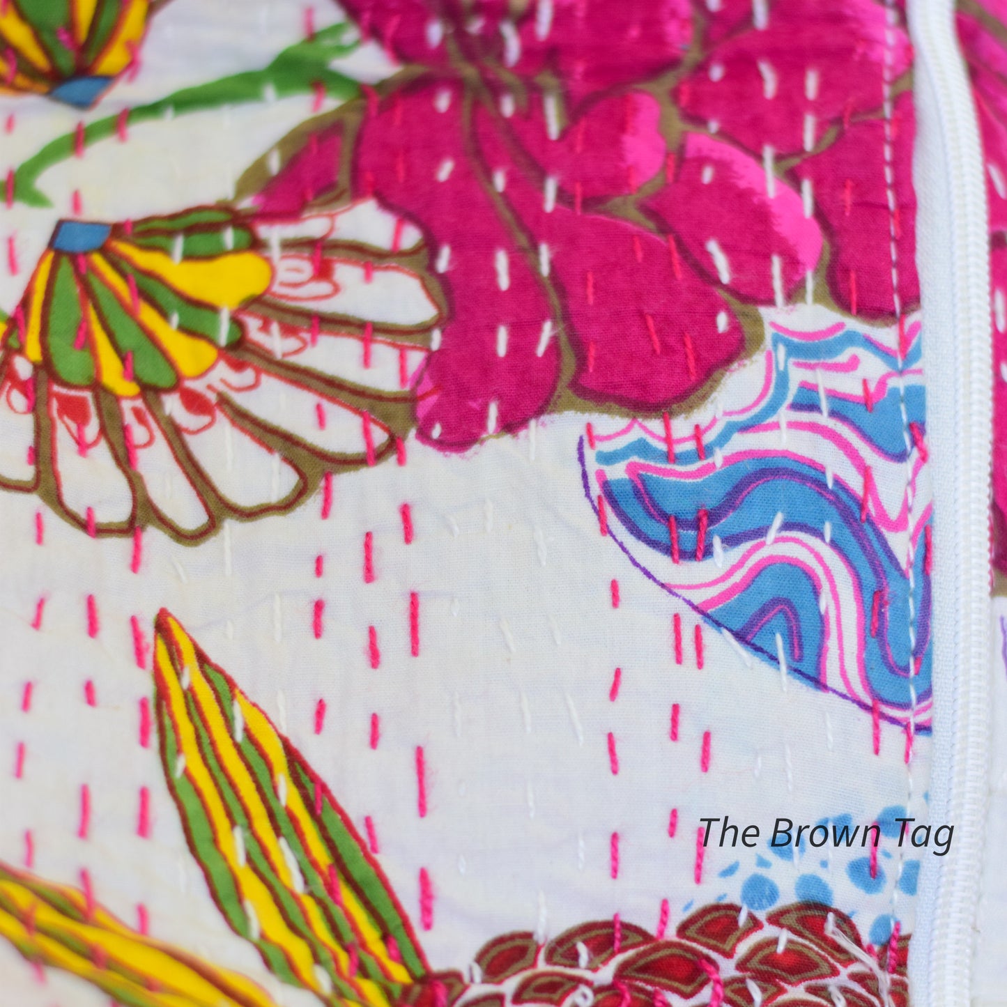 Floral kantha weave yoga mat bag - Large