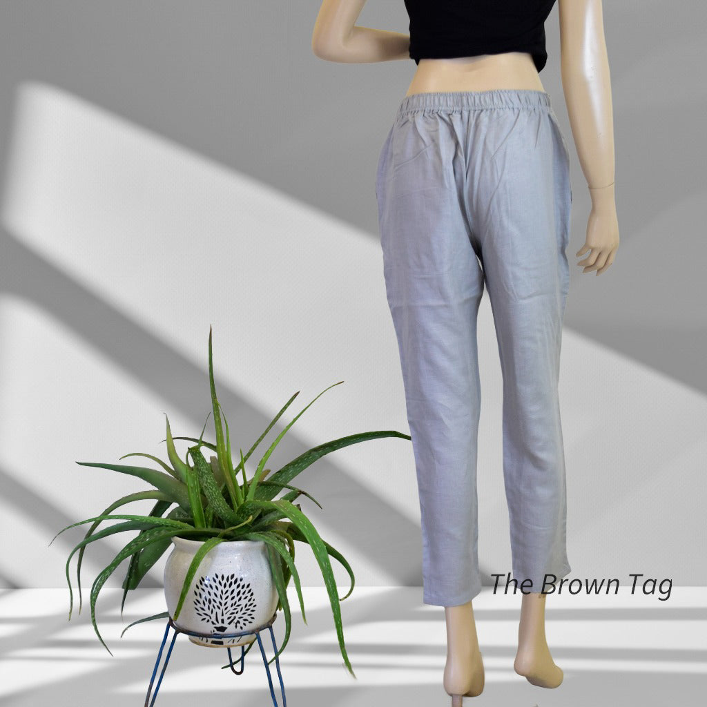 Grey plain hemp pants