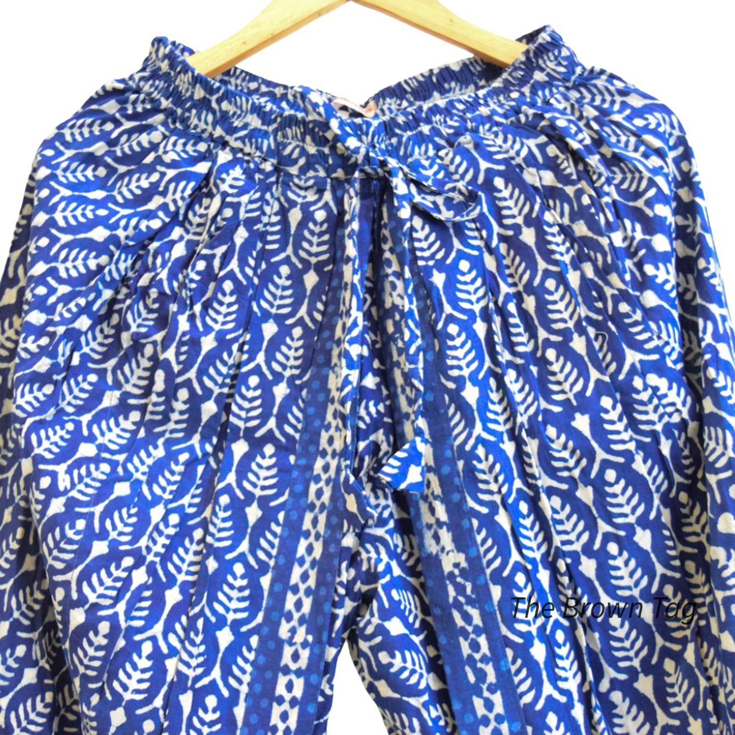 Indigo blue symmetrical hand block print dhoti pants