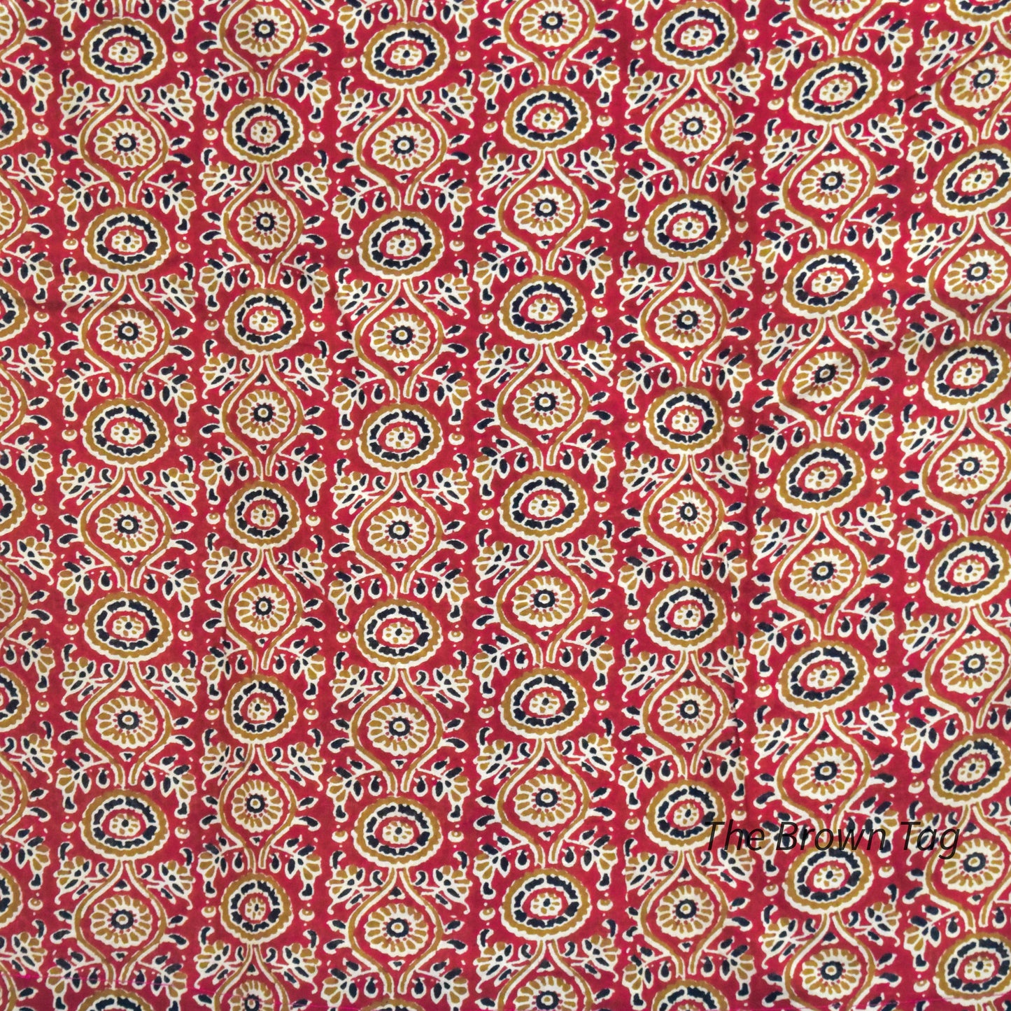 Red floral block printed collar top