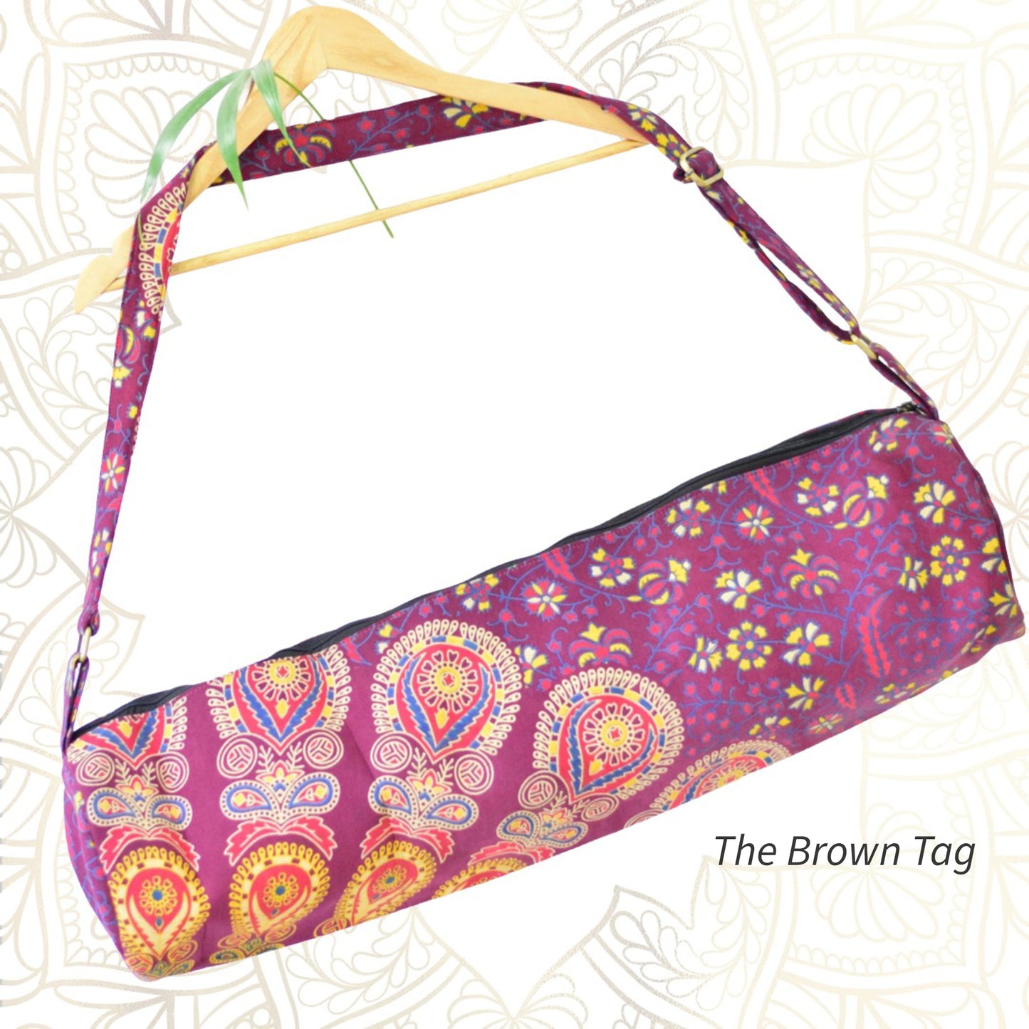 Mandala design Yoga mat bag - shades of maroon