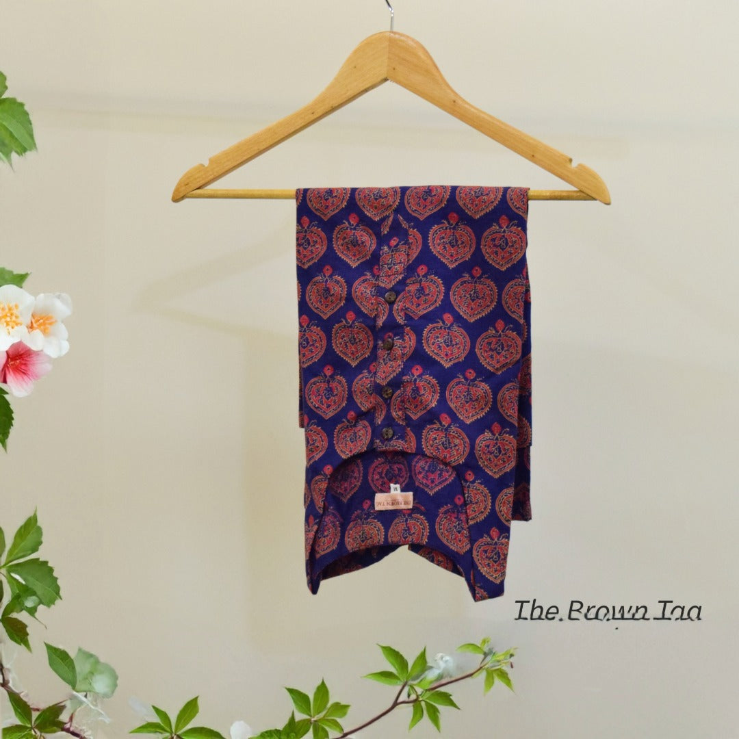 Blue Block printed short kurthi