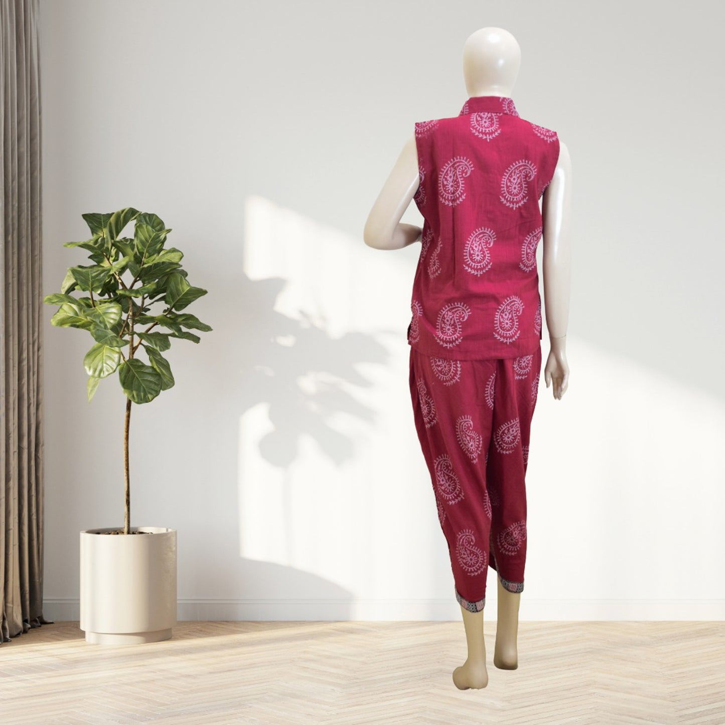 Brick red block printed Co-Ord set