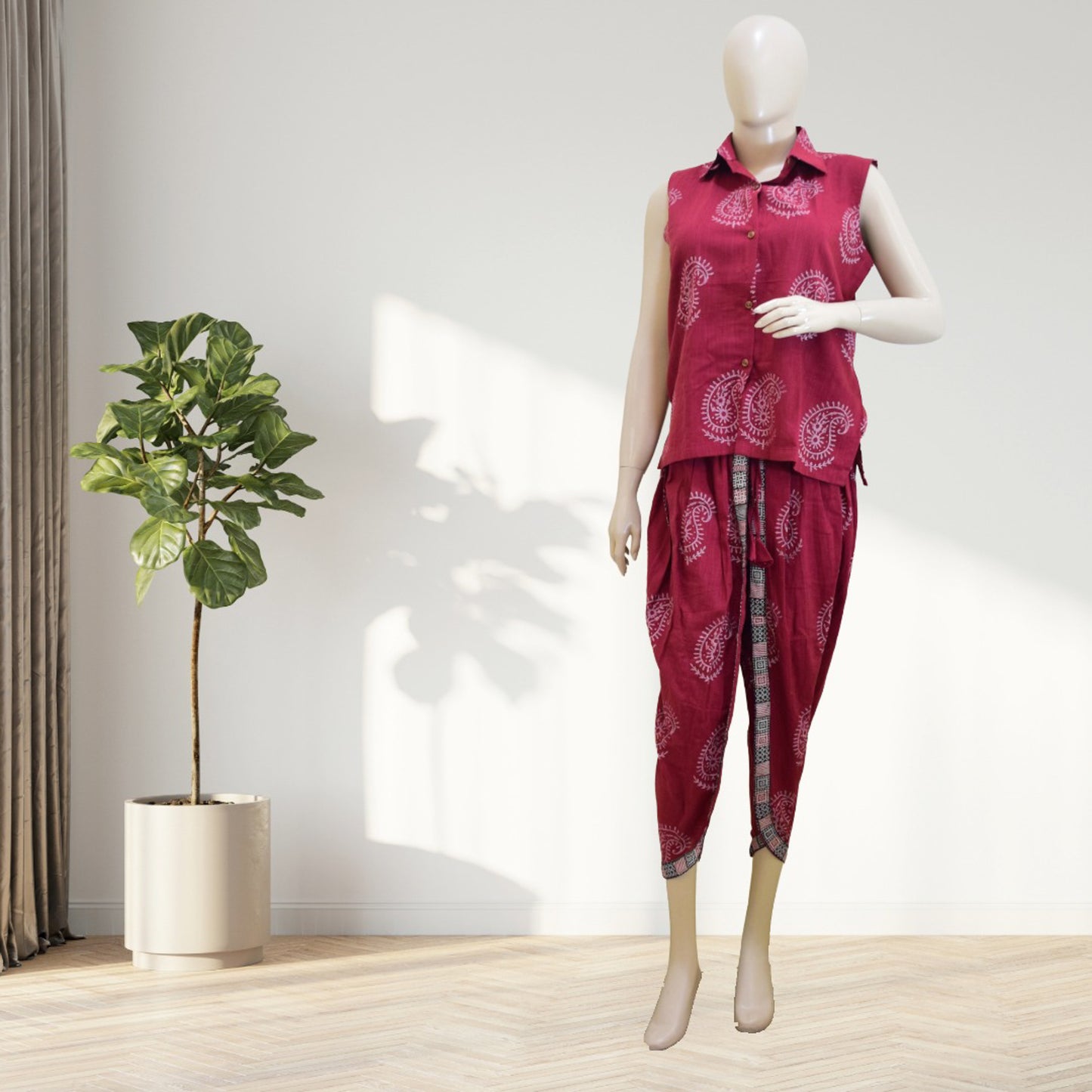 Brick red block printed Co-Ord set
