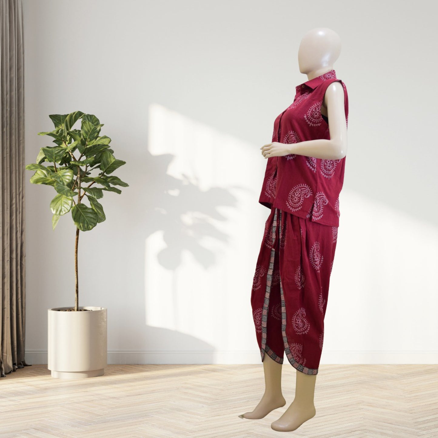 Brick red block printed Co-Ord set