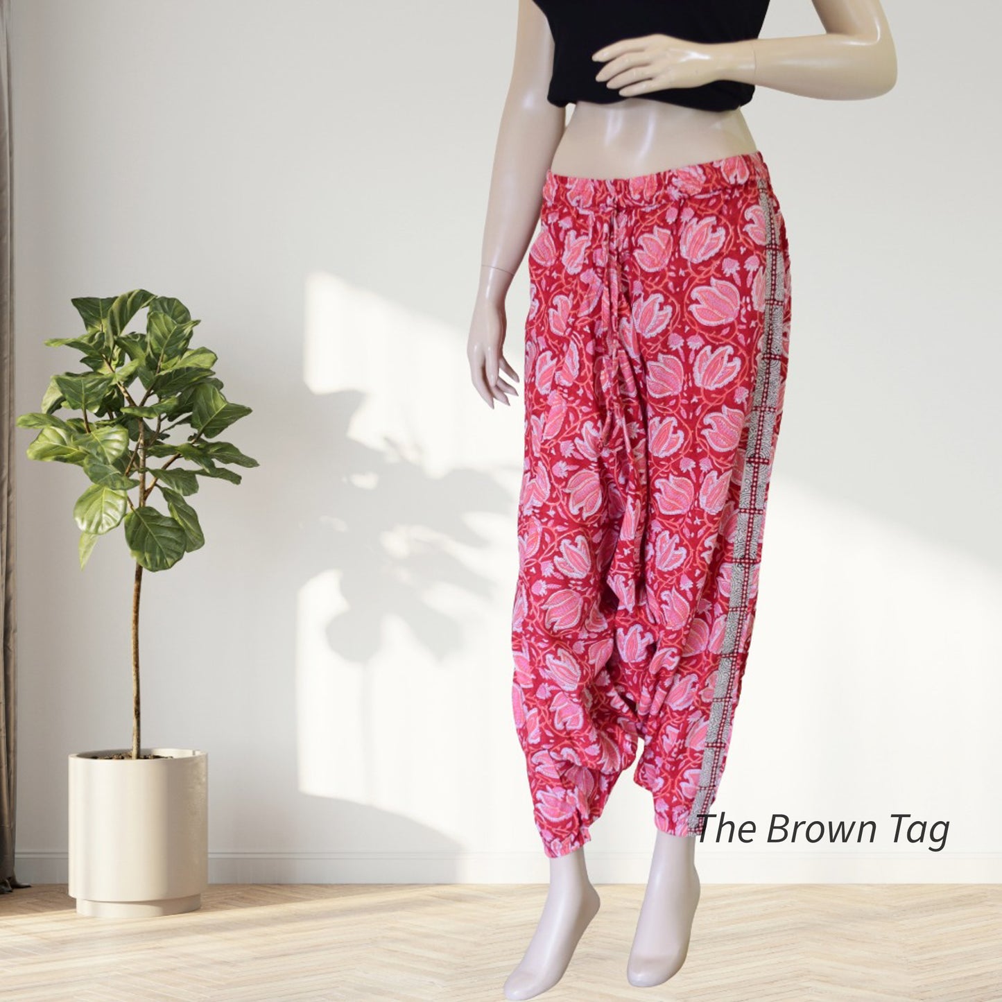Red floral Harem pants