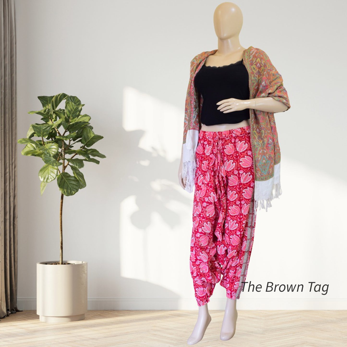 Red floral Harem pants
