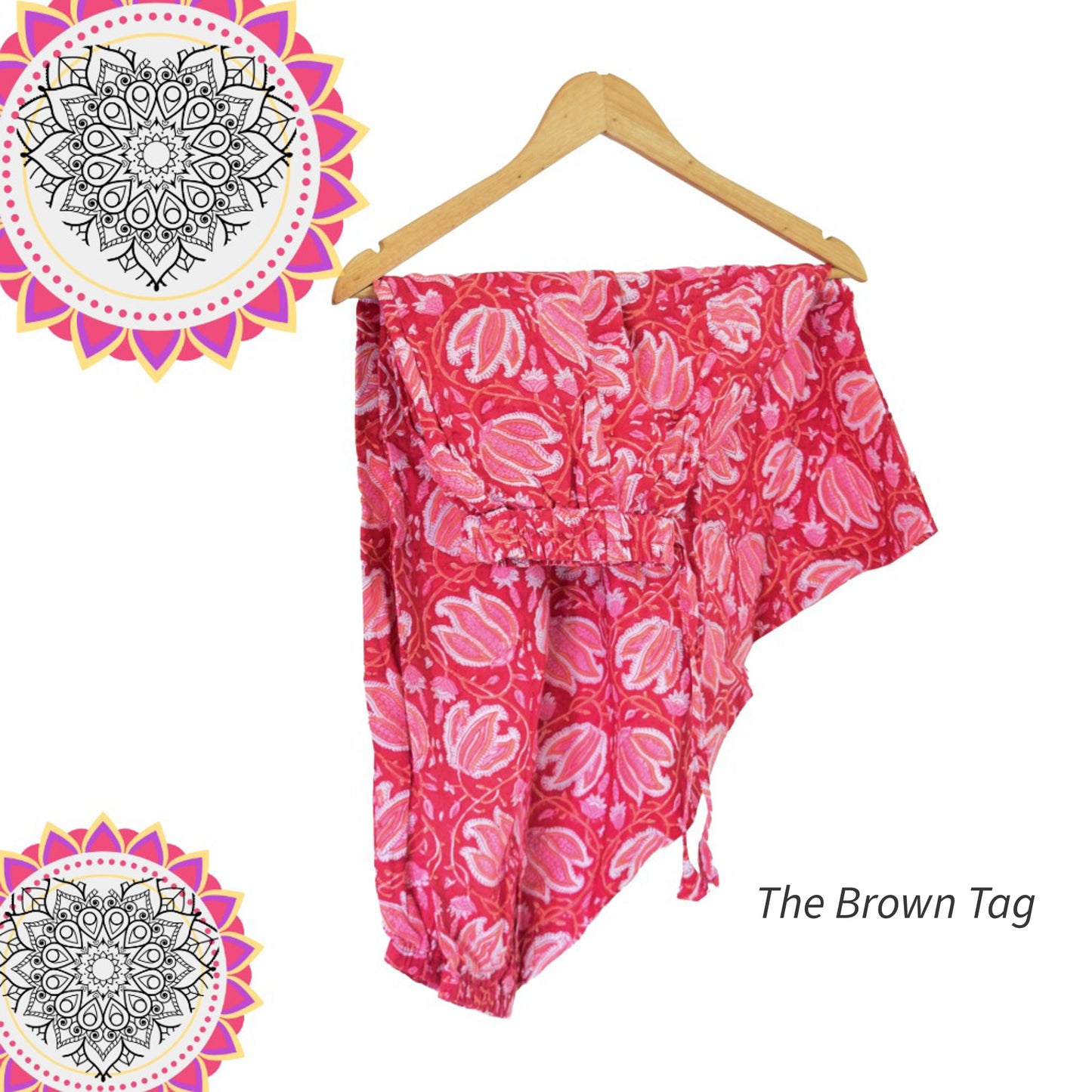 Red floral printed short Harem pants