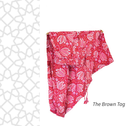 Red floral printed short Harem pants