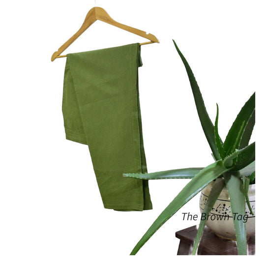 Olive green plain hemp pants