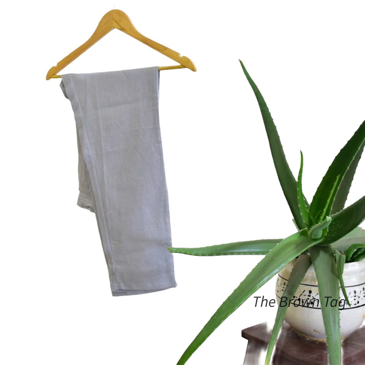 Grey plain hemp pants