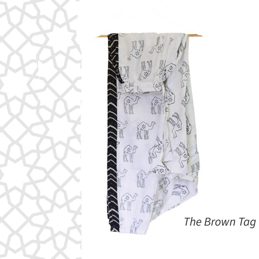 White camel block printed Harem pants