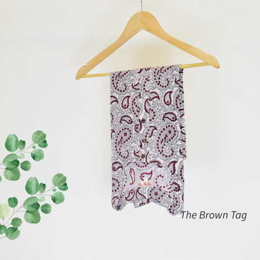 White and red paisley printed short kurthi