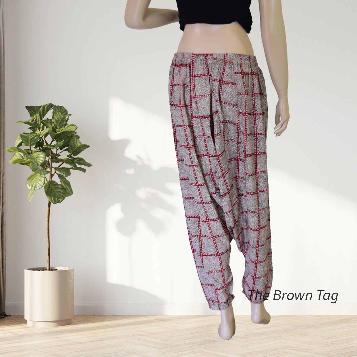 Red and white checkered Harem pants