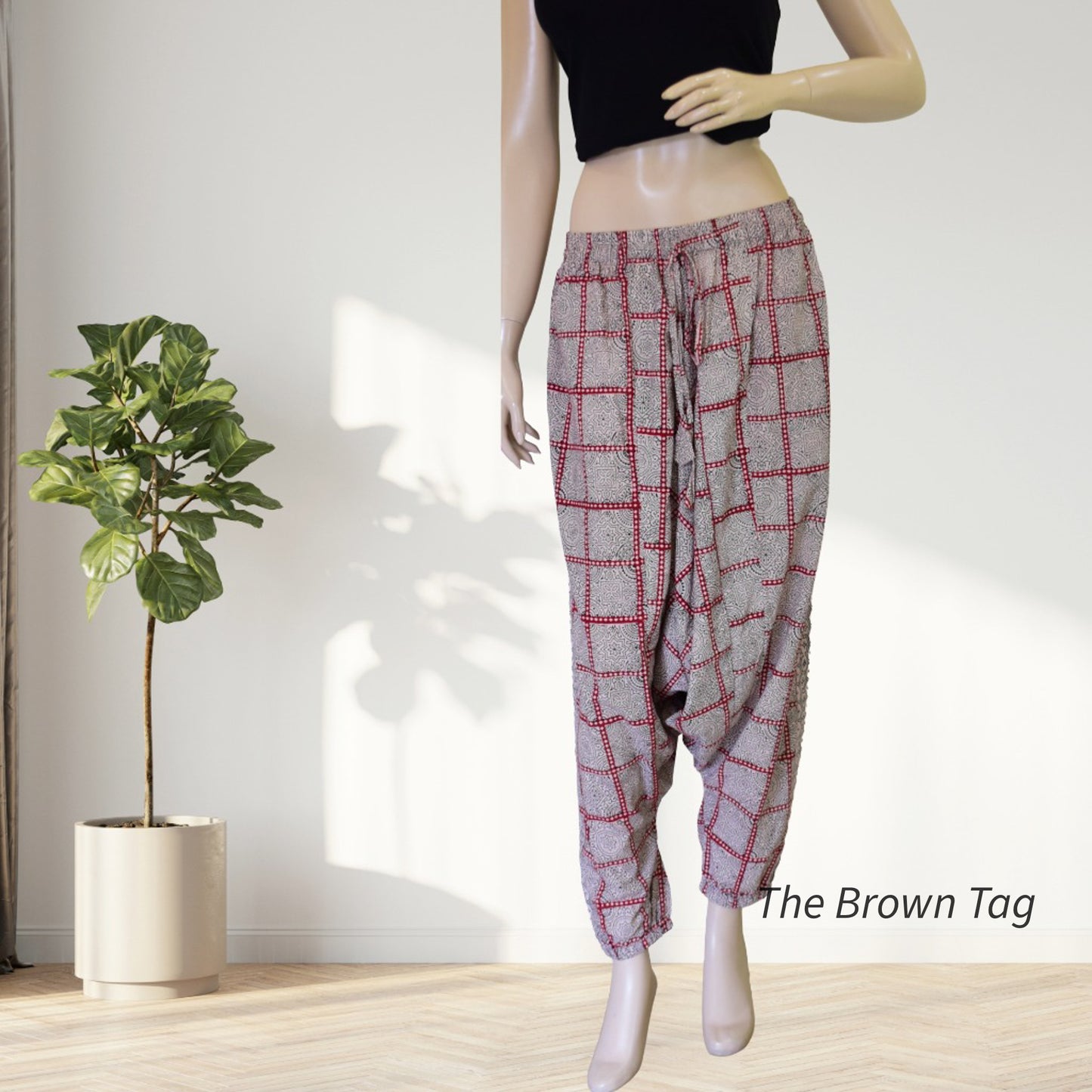 Red and white checkered Harem pants