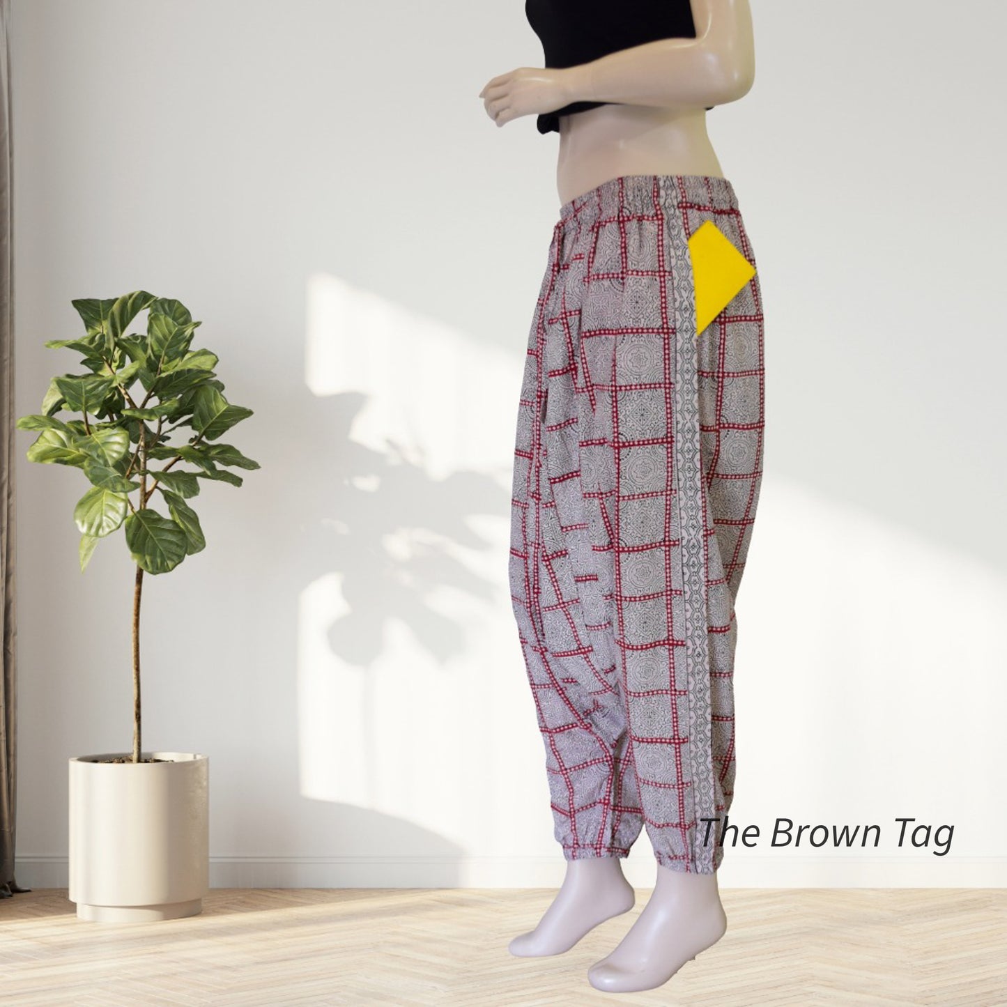 Red and white checkered Harem pants