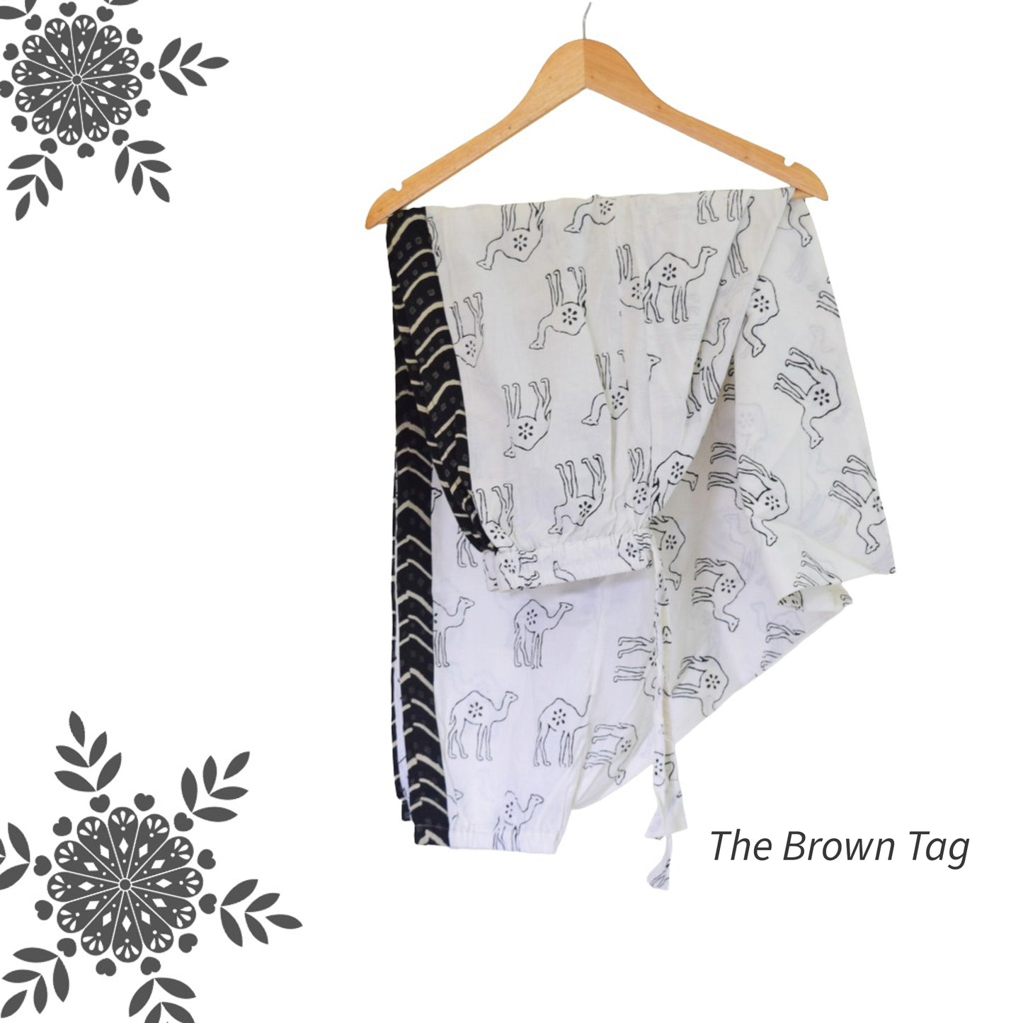 White camel block printed Harem pants