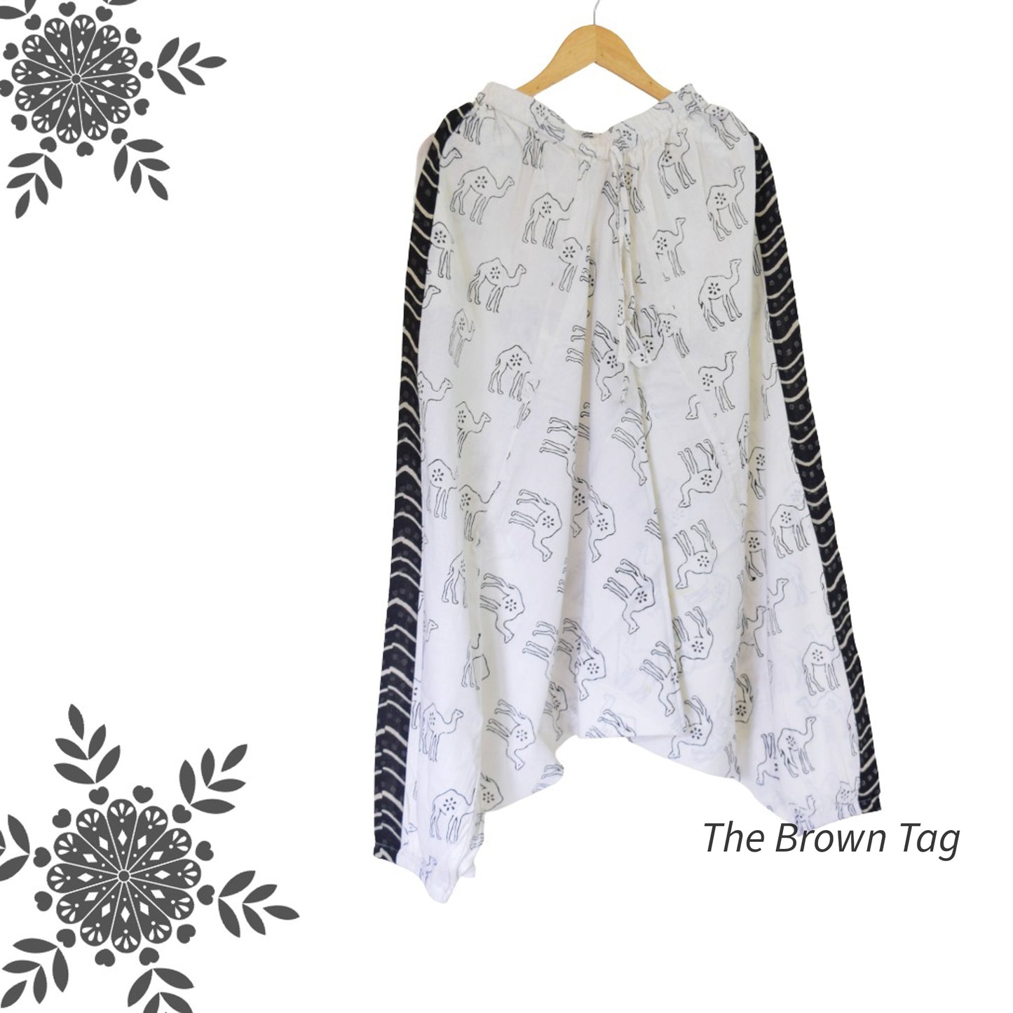 White camel block printed Harem pants
