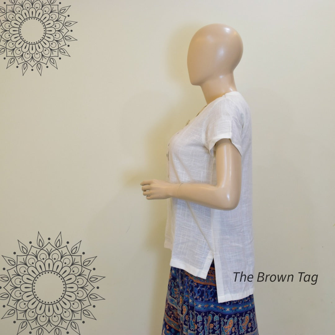 White khadi cotton short kurthi