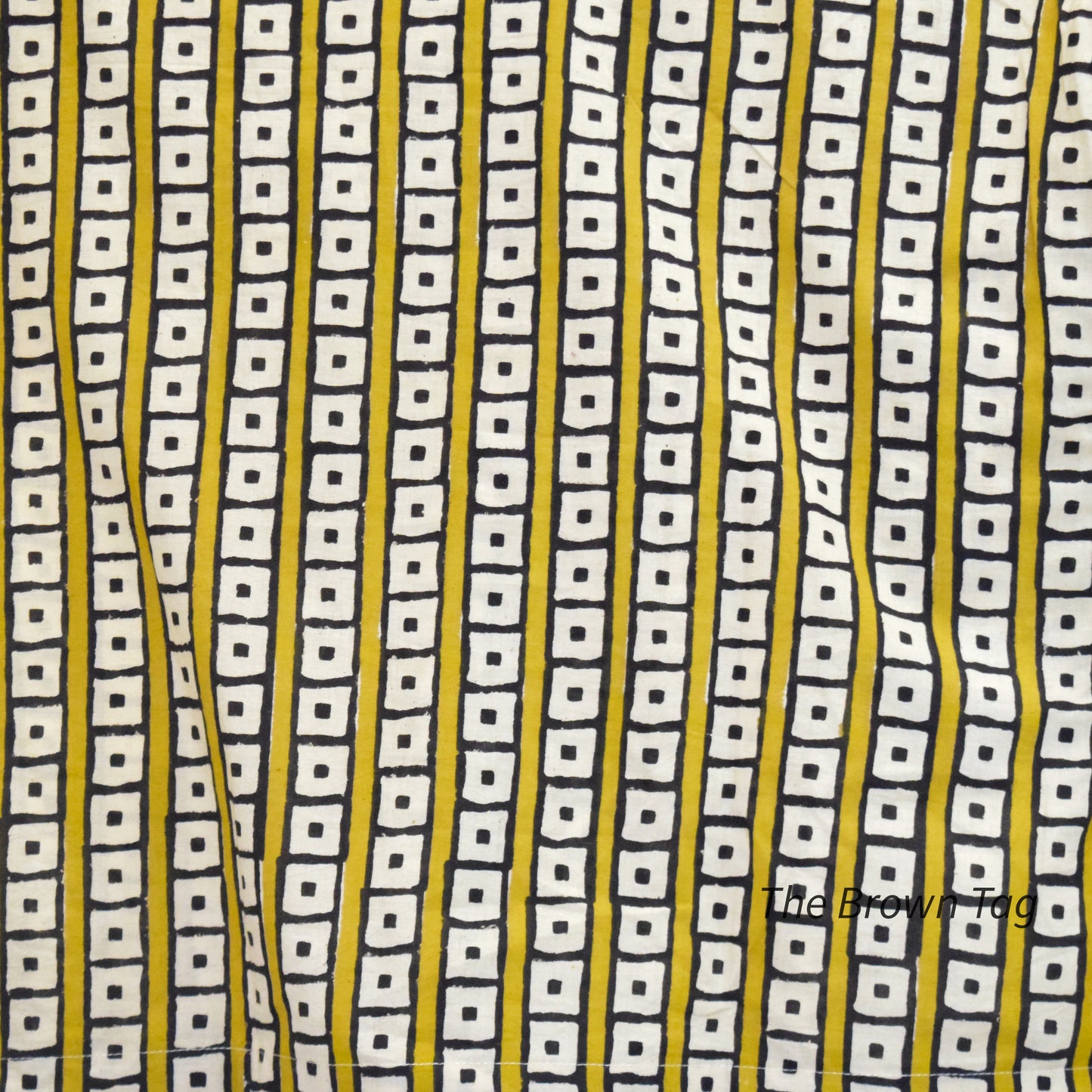 Yellow black square pattern collar top