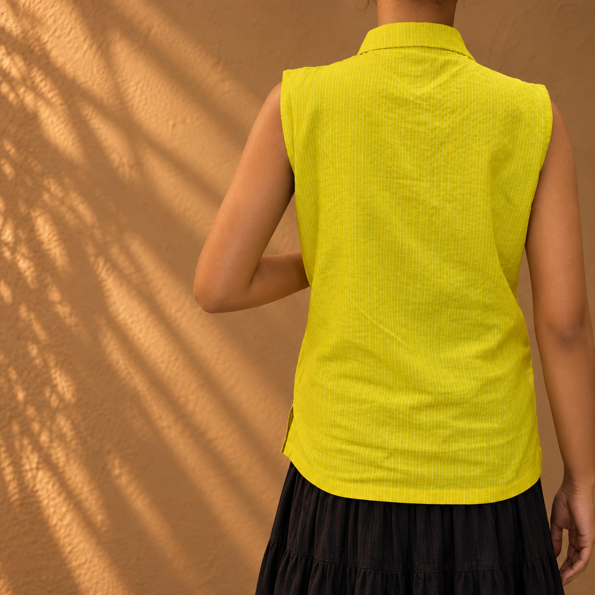 Bright yellow Kantha collar top
