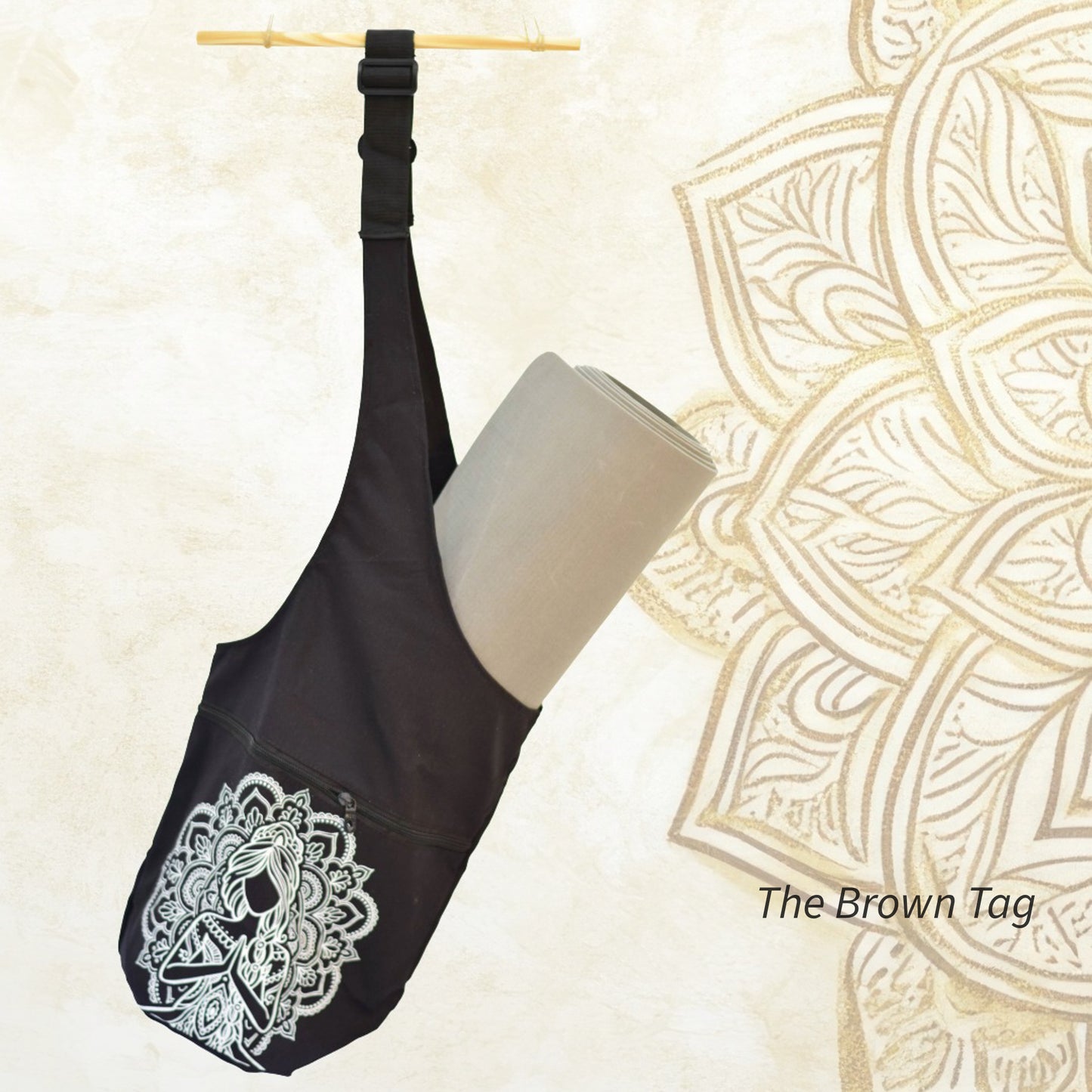Black namasthe yoga mat bag