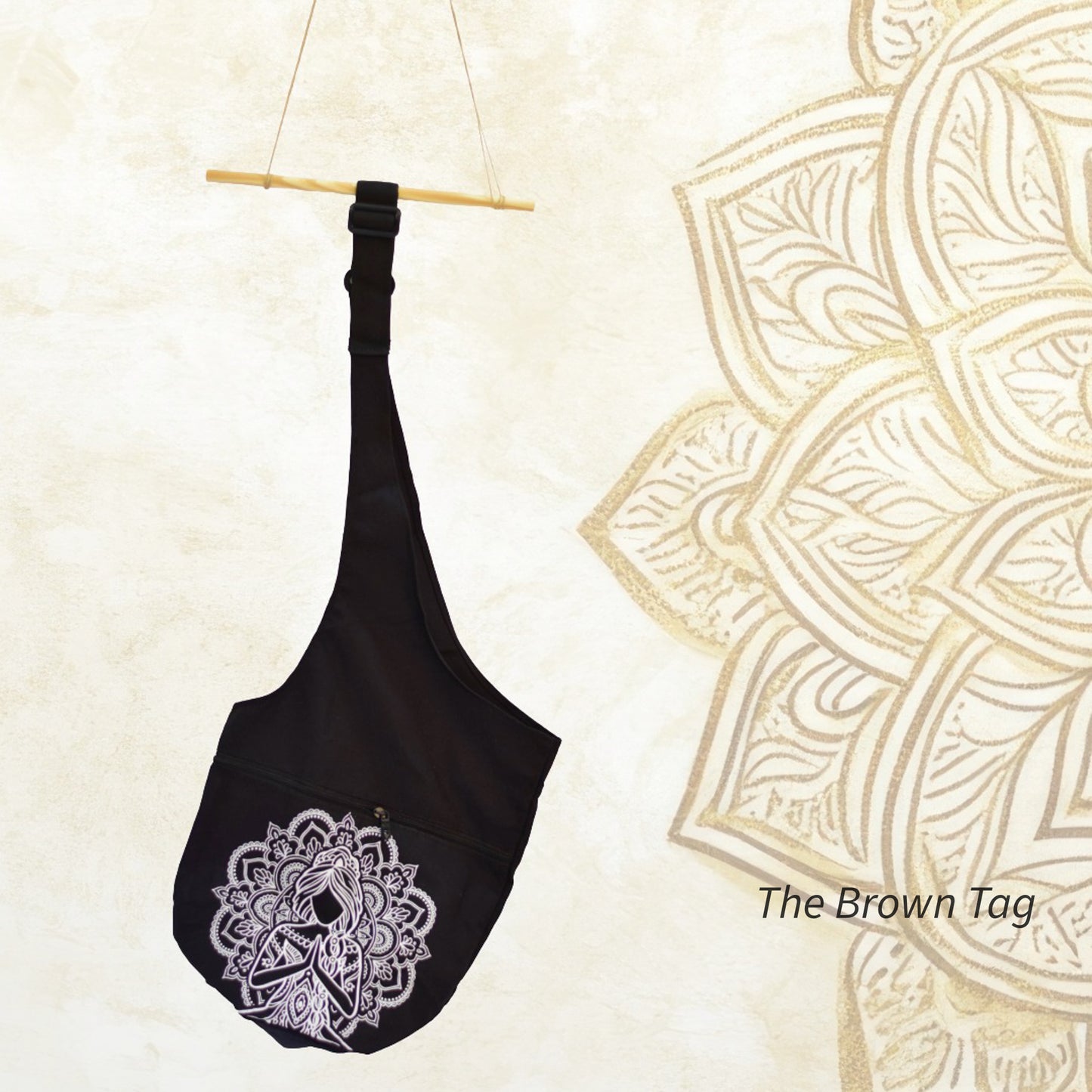 Black namasthe yoga mat bag